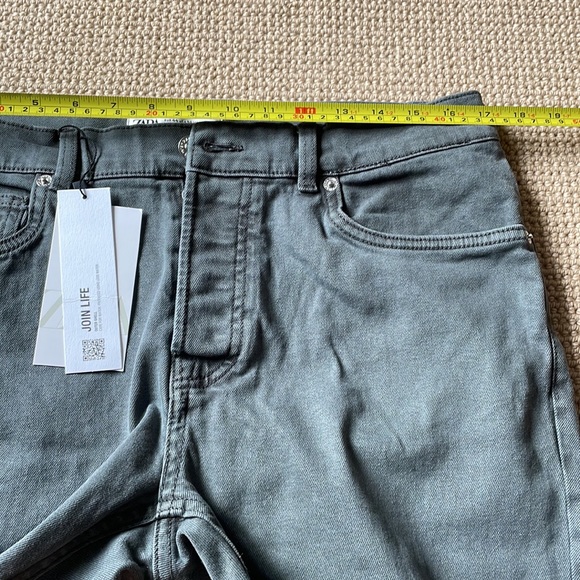 Zara NWT cycling shorts 98% cotton 2% elastane button fly front raw edge Sz 34 - Picture 6 of 8